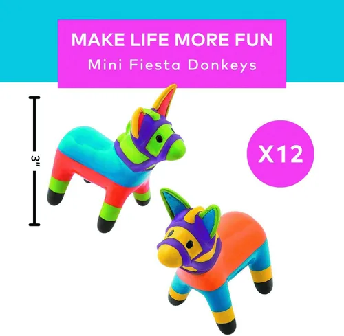 Vista 3 de Fun Express Decoraciones de fiesta de vinilo para fiesta de burro, paquete de 12 – Recuerdos de fiesta temática mexicana para celebraciones