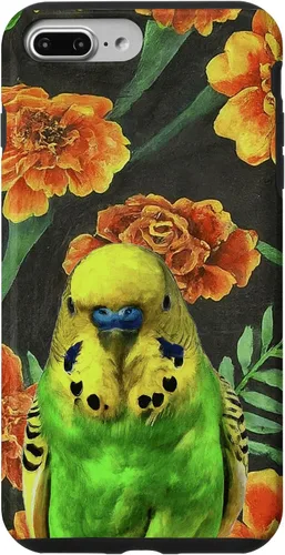 Vista 9 de Funda con patrón de flores vintage para iPhone 15 Budgie Orange Yellow Marigolds