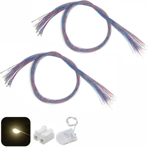 Vista 19 de 50 piezas pre-cableadas micro LED pre-soldadas 0402 SMD LED con accesorios de montaje para la construcción de modelos principiantes