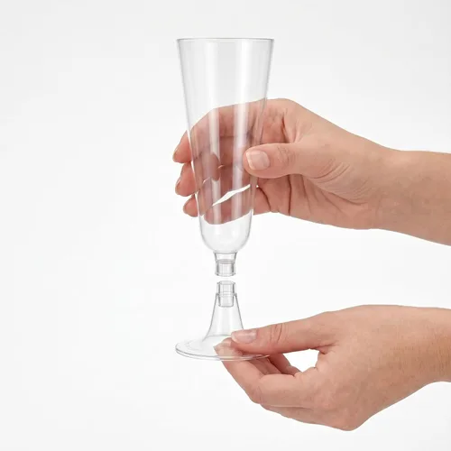 Vista 2 de Hedume Paquete de 100 copas de champán, copas de champán desechables de plástico transparente de 5 onzas, juego de flauta de tostado para mimosas