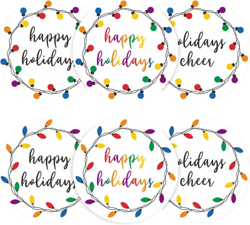 Vista 10 de Anwyll Pegatinas de Regalo de Feliz Navidad - 120 Piezas de 2 Pulgadas Pegatinas Merry and Bright Acuarela Felices Fiestas Etiqueta de Sello