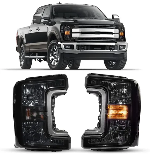 Vista 8 de Par de ensambles de faros ROXX compatibles con [2017 2018 2019 FORD F-250 F-350 F-450 F-550] SUPER DUTY, ensamble de proyector de faros, DRL
