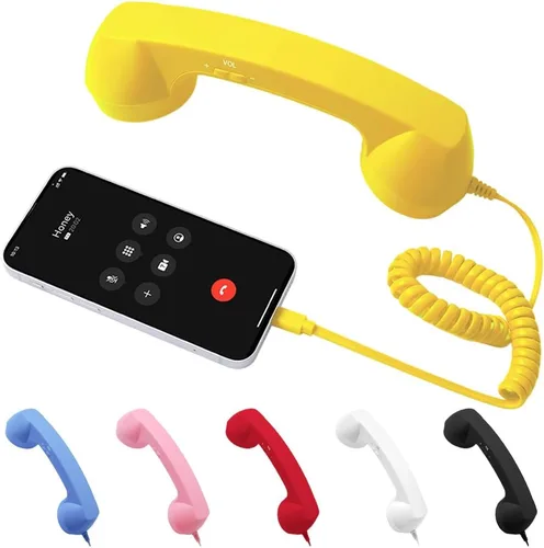 Vista 9 de Auricular de teléfono retro, nuevo tipo-C 2026 estilo retro con cable, auricular de teléfono para teléfono móvil, receptor retro con cable para Negro