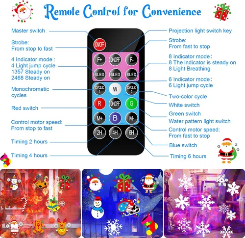 Vista 13 de 2025 Mejora de Luces de Proyector de Halloween y Navidad, COOLWUFAN Luces de Proyector para Interiores y Exteriores con Control Remoto y 20 Efectos