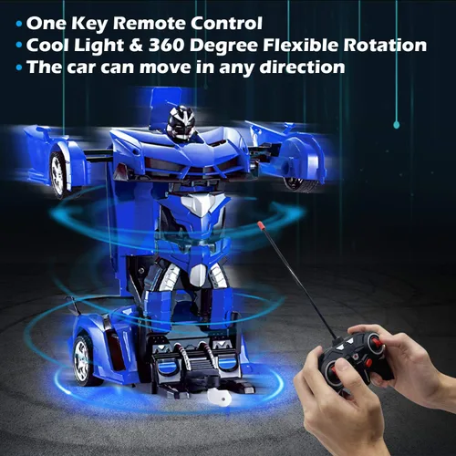 Vista 2 de Coche de control remoto - Juguetes de robot transformables para niños adolescentes, coche RC recargable con luces, coche RC 2.4Ghz 1:18 recargable