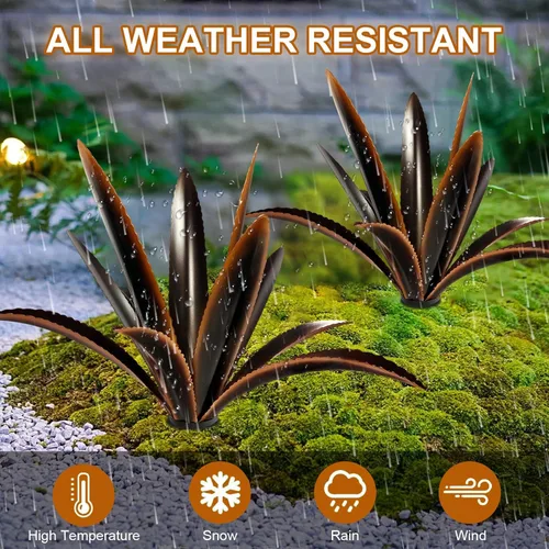 Vista 5 de TOMBABY Agave de Metal Agrandado Engrosado Resistente al Viento Arte de Jardín Escultura de Jardín Campestre Estatua Decoración Exterior Planta