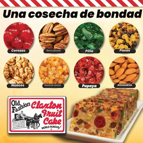 Vista 4 de Pastel de frutas Claxton de estilo antiguo - 1 libra. Receta oscura - Envuelto para mantener la frescura en nuestra caja Claxton característica