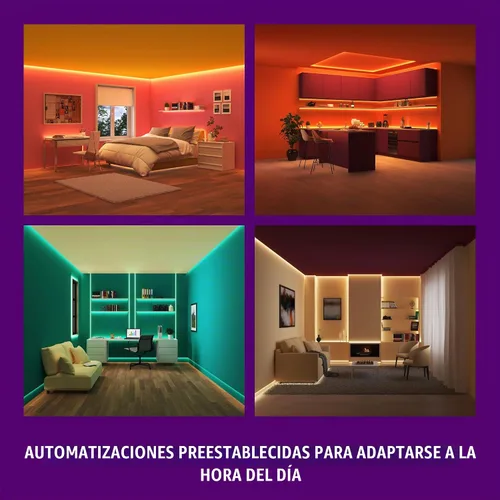 Vista 3 de Tira de luz inteligente WiZ Connected, Automatización de puesta de sol/amanecer, Modos preestablecidos, Control con voz o aplicación, Iluminación