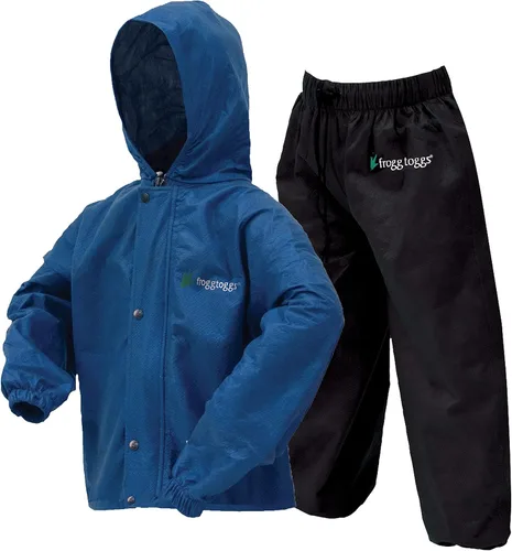 Vista 14 de FROGG TOGGS Traje de lluvia transpirable impermeable Polly Woggs para jóvenes Azul (Arándano)