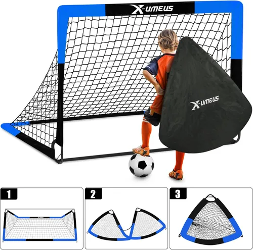 Vista 4 de Kids Soccer Goals for Backyard Set of 2, 4 x 3 ft/6 x 4 Toddler Soccer Goal Training Equipment with Soccer Ball, Cones, Pop Up Soccer Net for Kids
