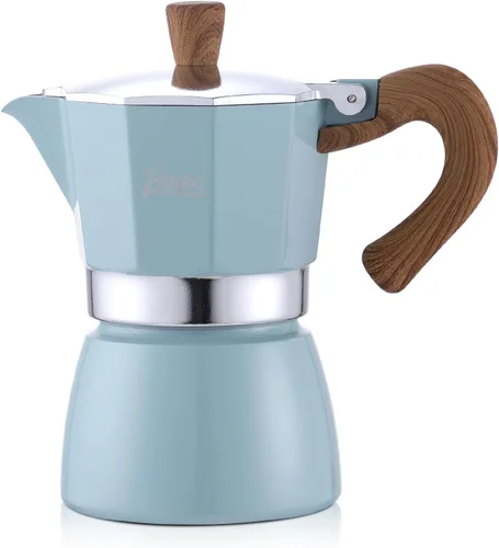 Vista 19 de Estufa para máquina de café expreso, olla de camping Moka de 2 tazas/4.1 fl oz, cafetera italiana de café expreso, fácil de usar (negro)