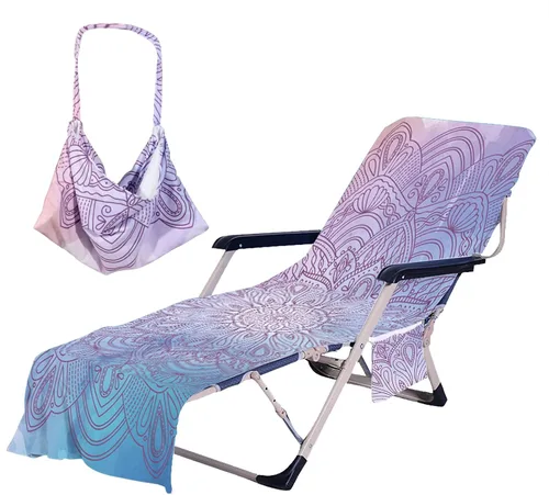 Vista 10 de Todo el Mundo Necesita Vitamina del Mar Funda para Silla de Playa con Bolsillos Laterales, Toalla Gruesa y de Secado Rápido para Tumbona, Piscina