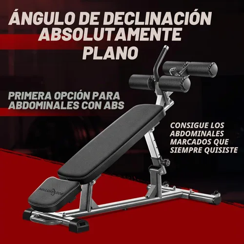 Vista 2 de BODY RHYTHM Banco Profesional para Abdominales con 4 Alturas Ajustables y Mango de Crunch Inverso, Banco de Peso Ajustable y Press de Banca Plano