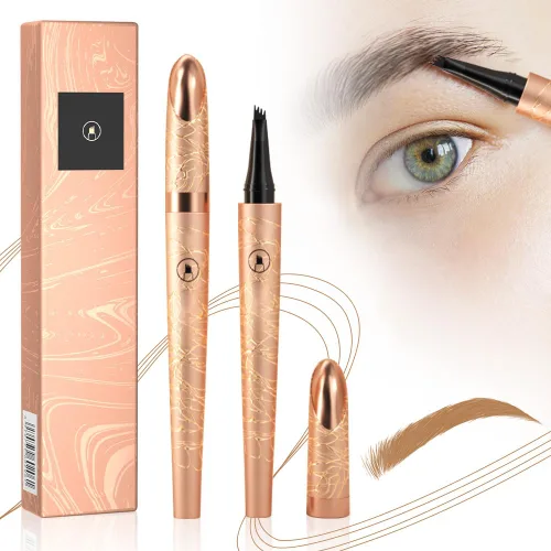 Vista 8 de Lápiz de cejas Microblading, 2026 nuevo lápiz de cejas Microblading impermeable 3D con 4 puntas finas, maquillaje de cejas natural de larga duración