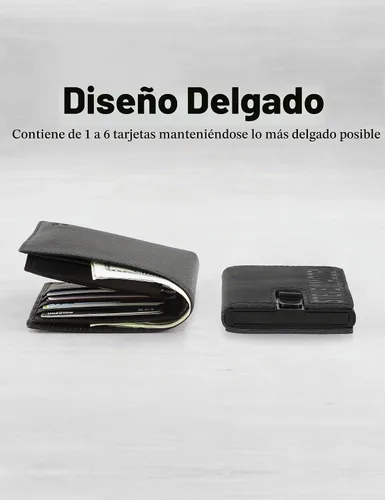 Vista 5 de Steve Madden Cartera minimalista para hombre, tarjetero desplegable y ventana de identificación