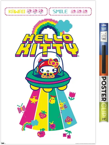 Vista 17 de Trends International Hello Kitty: 22 Kawaii Arcade - Póster de pared de alienígena, 22.4 pulgadas de largo x 14.7 W, versión enmarcada de madera