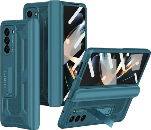 Vista 7 de Miimall Funda para Samsung Galaxy Z Fold 5 con protección de bisagra, protector de pantalla incorporado Kickstand Funda protectora de PC de cuerpo