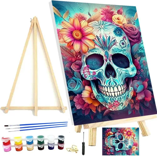 Vista 14 de Meothan Kits de pintura por números para adultos enmarcados, pintura de otoño por números para adultos principiantes, kits de pintura de calabaza