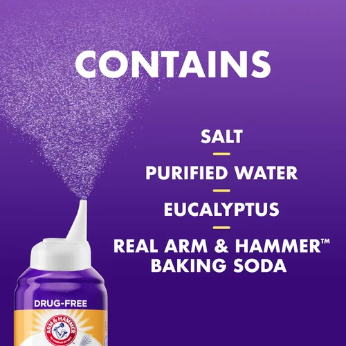 Vista 8 de ARM & HAMMER Simply Saline Spray Nocturno Sin Medicamentos para la Congestión Nasal por la Noche, Extra Fuerte, Eucalipto Calmante, Seguro de Usar