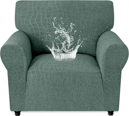 Vista 38 de MAXIJIN Funda impermeable para sillón de sala de estar, 1 pieza elástica con brazos, protector de muebles lavable para perros y mascotas (S, café)
