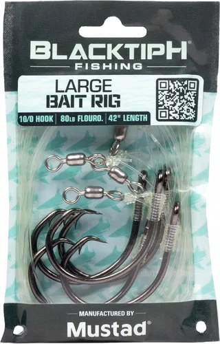 Vista 8 de Mustad BlacktipH Live Bait Large Pre-Tied Rig 150lb Mono Hook Saltwater