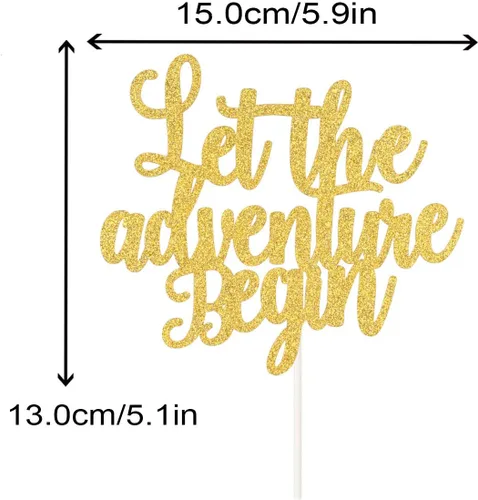Vista 2 de Let the Adventure Begin - Decoración para tartas para decoración de fiesta de boda temática de viaje