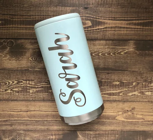 Vista 3 de Enfriador de latas delgado personalizado de acero inoxidable, enfriador de latas delgadas grabado con láser, funda de acero inoxidable de 12 onzas