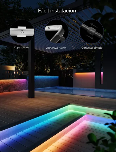 Vista 7 de Govee Tira de luces LED para exteriores, 32.8 pies, luces inteligentes para exteriores que funcionan con Alexa y Google Assistant, control