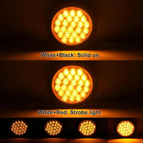Vista 2 de Partswcgg 4 piezas de luces estroboscópicas redondas ámbar de 10,16 cm, 24 luces LED para remolque con patrones de parpadeo sólidos para lámparas