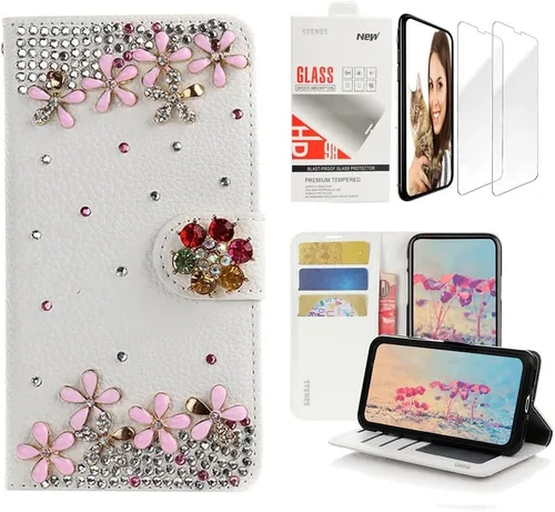 Vista 10 de Bling Wallet Case - SSBLDwSPSeries-16 - Funda de piel con correa para la muñeca y protector de pantalla (2 unidades)