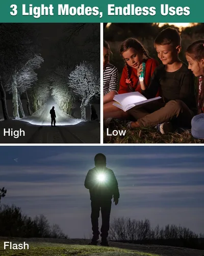 Vista 5 de EverBrite Mini linterna, luz LED con 3 modos, 3 pilas AAA incluidas, linterna pequeña resistente al agua para emergencias y campamento, verde