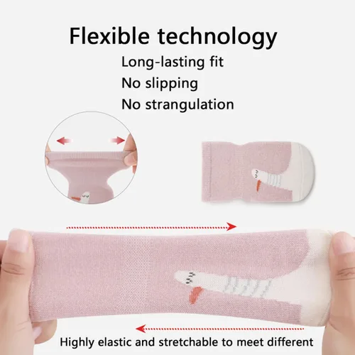 Vista 2 de Calcetines antideslizantes de algodón para bebé, estilo tobillo para niñas y niños, niños pequeños, 5 pares