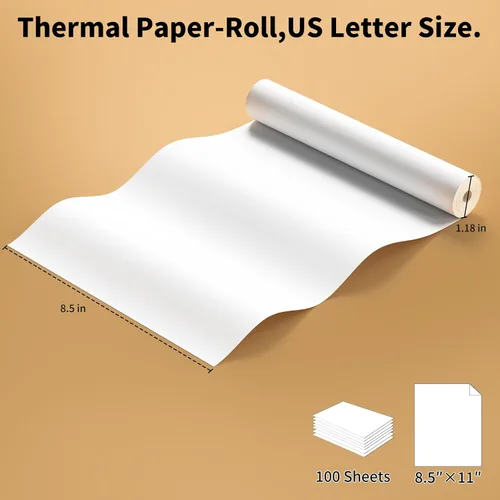 Vista 2 de Rollo de papel térmico, papel térmico multiusos, papel de carta estadounidense de 8.5 x 11 pulgadas, impresión térmica avanzada, papel térmico