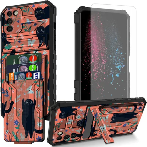 Vista 14 de Funda para teléfono Samsung Galaxy A54 con protector de pantalla, funda con ranura para tarjetas desmontable incorporada, con función atril, a