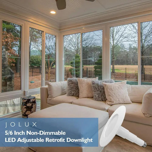 Vista 7 de Jolux - Paquete de 6 focos LED retrofit no regulables de 5/6 pulgadas, 3000 K Telescoping rods adjust to housing depth for a flush fit; 12W