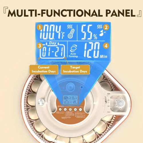 Vista 3 de Incubadoras para incubar huevos 3 en 1 Incubadora de aves de corral totalmente automática Control automático de temperatura y humedad, giro Beige