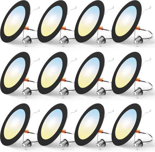 Vista 7 de FREELICHT Paquete de 4 luces LED empotrables de 4 pulgadas, seleccionables 2700 K/3000 K/4000 K/5000 K/6000 K, luces LED planas regulables, 7 W = 60