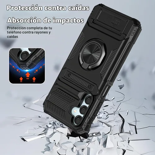 Vista 5 de Vofolen Funda tipo cartera para Samsung Galaxy A15 5G con tarjetero negro