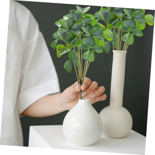 Vista 3 de LIFKOME 3 racimos de florero de simulación de plantas verdes de trébol arbustos de hojas de imitación plantas al aire libre, decoración de bonsái