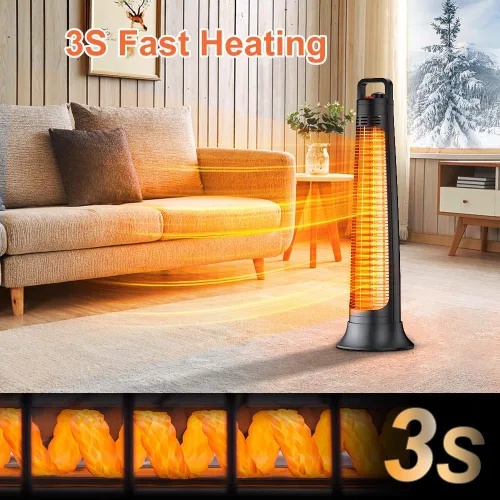 Vista 2 de FLOWBREEZE Calentador eléctrico para patio, calentador portátil para exteriores, 1200 W, calefacción instantánea 3S, calentador infrarrojo