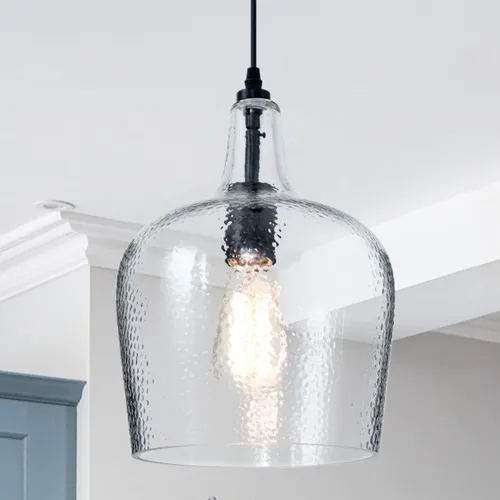 Vista 19 de Lámpara Colgante de Vidrio Moderna de Latón 1 Luz Individual con Cúpula Luminarias Colgantes para Isla de Cocina Comedor Pasillo, Diámetro 9 Latón