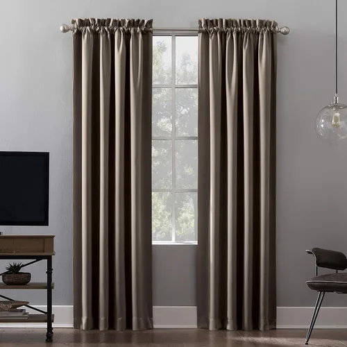 Vista 19 de Sun Zero Oslo Panel de cortina de calidad de teatro con bolsillo para varilla totalmente opaca, 52 x 63 pulgadas, negro