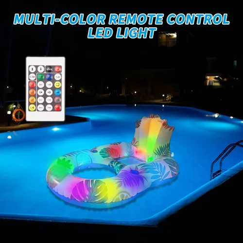 Vista 2 de Spobot Flotador inflable de piscina para adultos – Flotadores de piscina iluminados, flotadores para silla flotante con soporte para teléfono