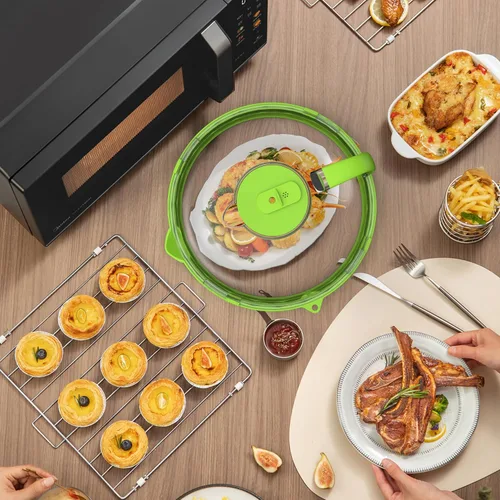 Vista 9 de Cubierta mejorada para salpicaduras de microondas para alimentos, cubierta transparente para microondas con vaporizador de agua, protector