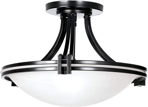 Vista 4 de Deco Collection - Lámpara de techo de cristal blanco bronce oscuro de 16 pulgadas de ancho Semi-Flush Mount Modern Close To Oil Rubbed Brown