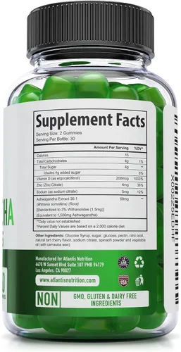 Vista 3 de Gomitas Supergreens & Ashwagandha – Ashwagandha promueve la calma y mejora el sistema inmunológico – Deliciosas superverduras con espinaca, brócoli