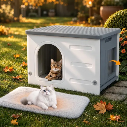 Vista 10 de Rockever - Casa para gatos HDPE con forro, impermeable, fácil de limpiar al aire libre