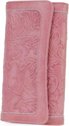 Vista 40 de MEITRUE Cartera de cuero para mujer, con bloqueo RFID, triple pliegue, con relieve, soporte para tarjetas, organizador de chequera para teléfono