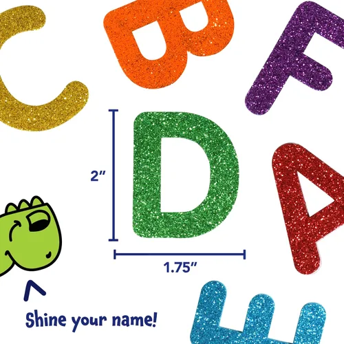 Vista 3 de READY 2 LEARN Adhesivos de espuma con purpurina, alfabeto, paquete de 156 letras Calcomanías autoadhesivas para niños, decorar álbumes