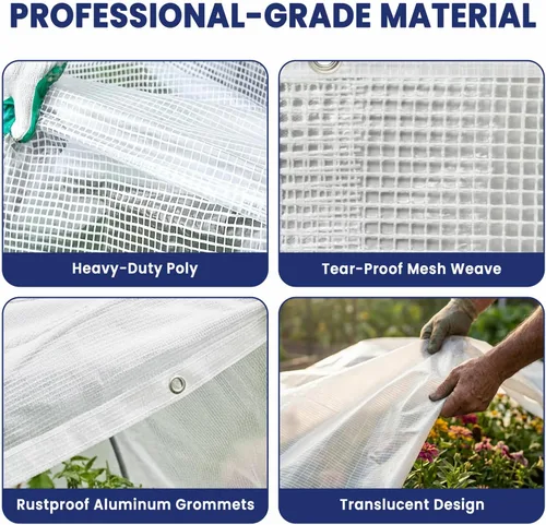Vista 3 de Tarps Now - Lona de polietileno translúcida de 6 x 8 pies, cubierta impermeable resistente de 14 milésimas de pulgada de pulgada de diámetro, lona